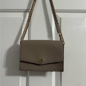 Elegant Taupe Chain Shoulder Bag